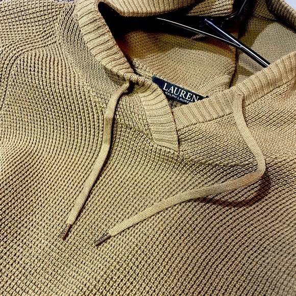 Lauren Ralph Lauren Tops - LAUREN RALPH LAUREN Olive Green Waffle Knit Hooded Sweater.‎ Women’s Small.